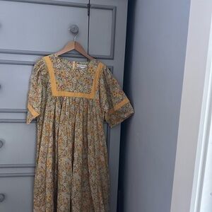 Floral Maxi Dress with Yellow Accents